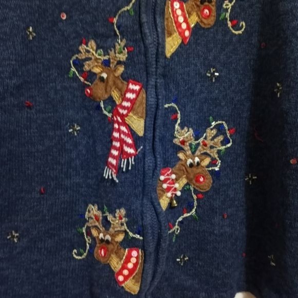 Vtg Heirloom Collectibles 2004 Christmas Sweater Rudolf  M - Picture 5 of 9